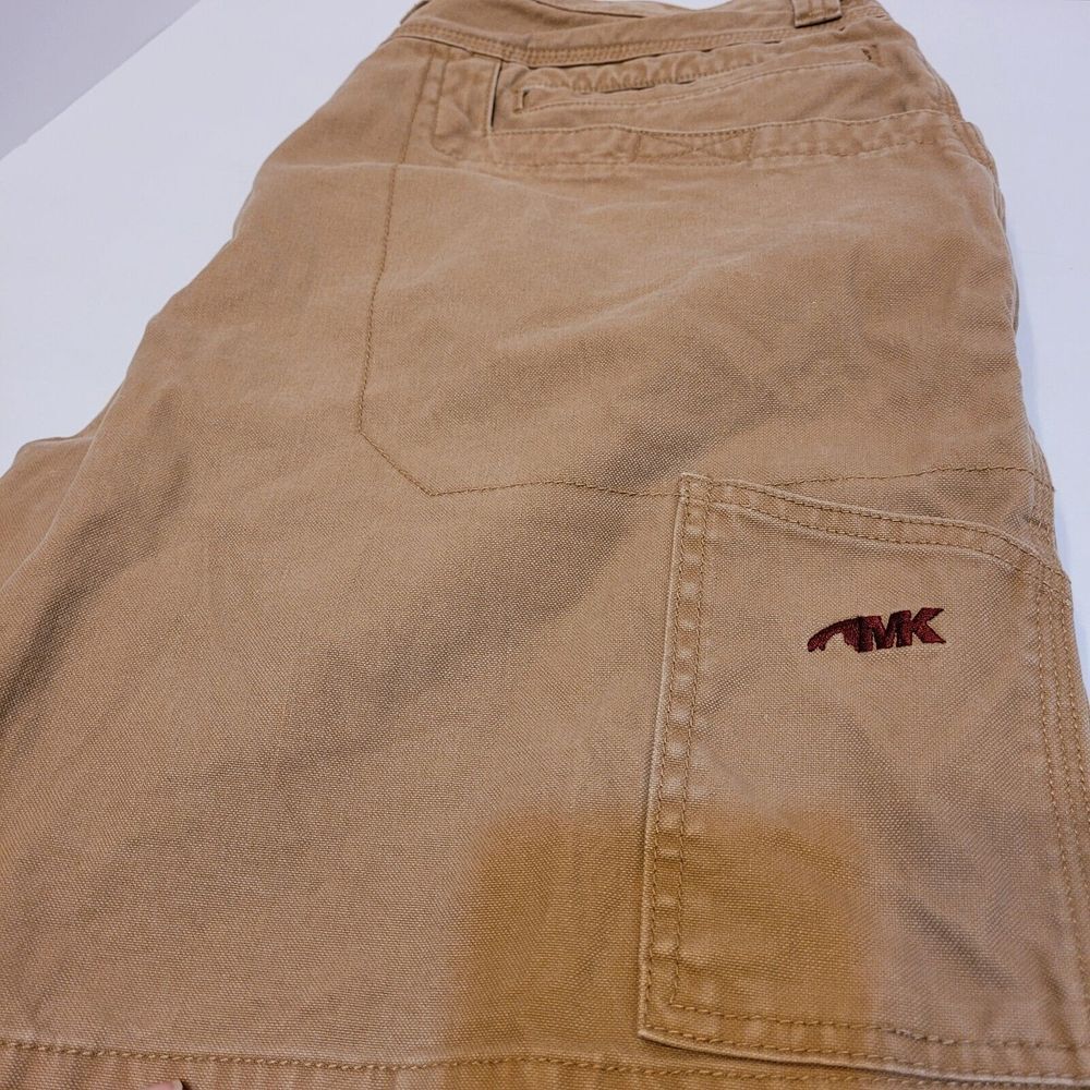 Mountain Khakis Tan Cargo Shorts with Maroon MK Stitching